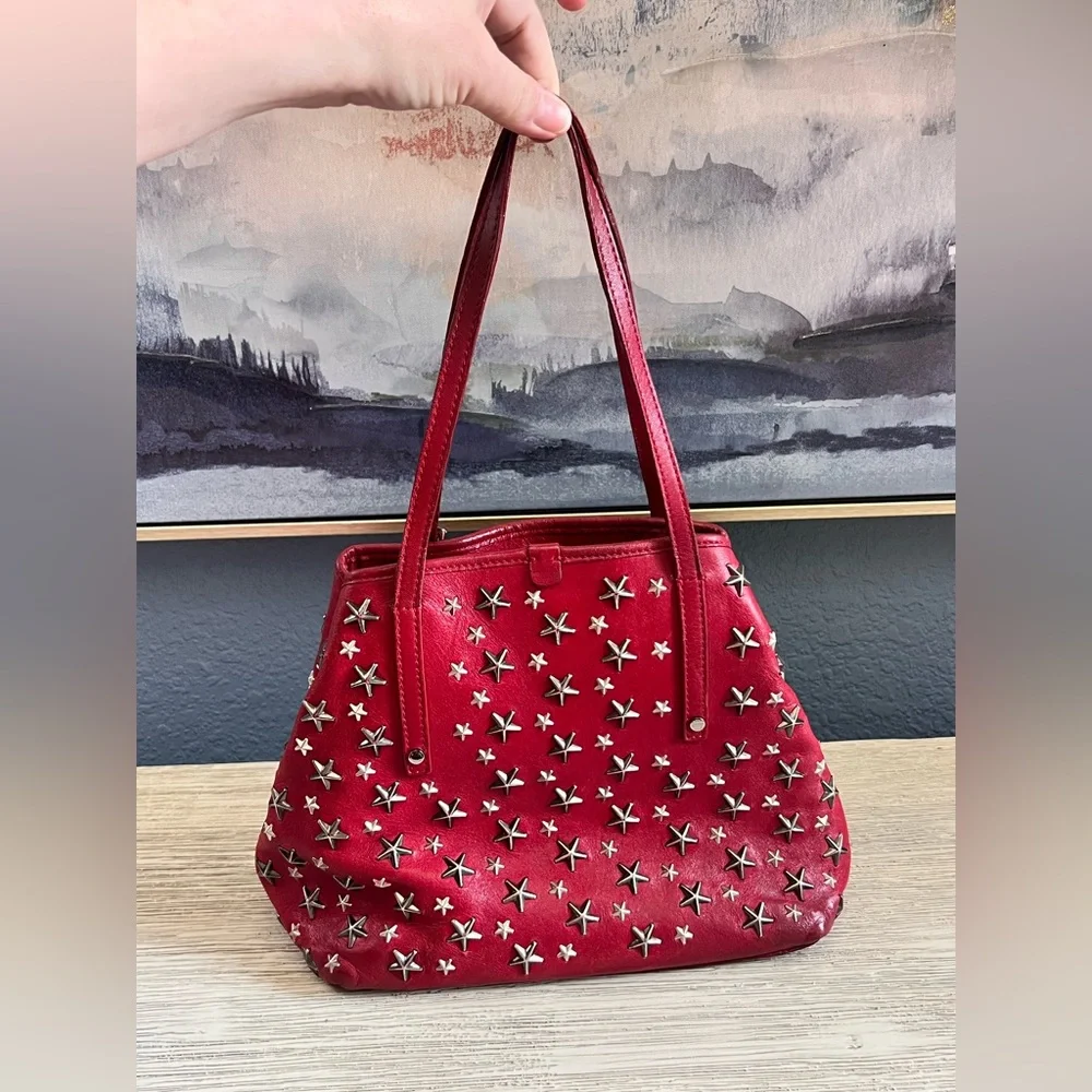 Jimmy Choo Small Sofia Red Leather Star Studded Handbag - EXCELLENT CONDITION - Picture 5 of 16